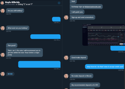 Interaction with a Scammer impersonating Kayla Kilbride, a Financial Influencer